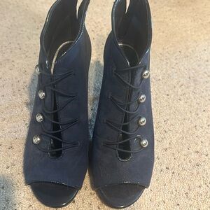 White House black market navy suede bootie.